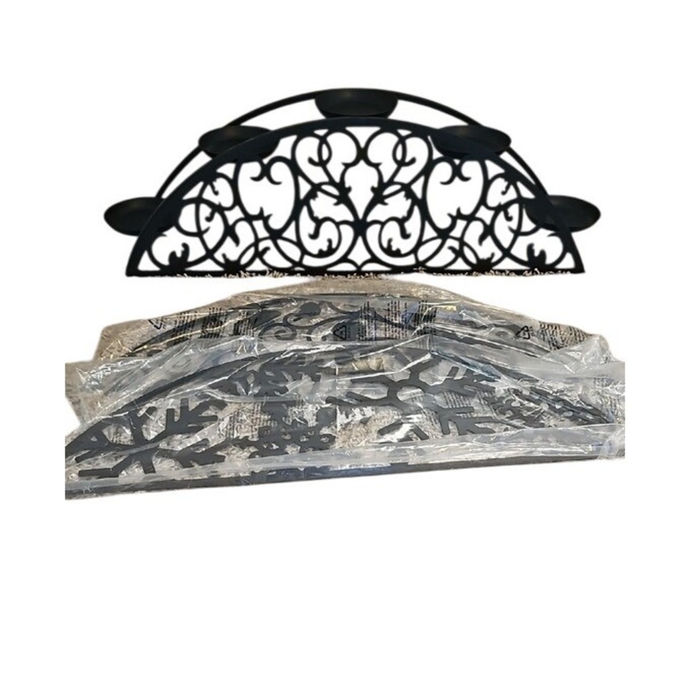 PartyLite Couture Hearthside Pillar Candle Holder Black Magnetic Panels